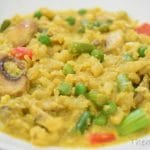 cauliflower risotto thermomix close up in white bowl