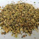 pistachio dukkah on white plate