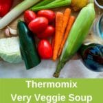 Thermomix veggie soup ingredients on chopping board