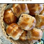 hot cross buns in basket Pinterest pin